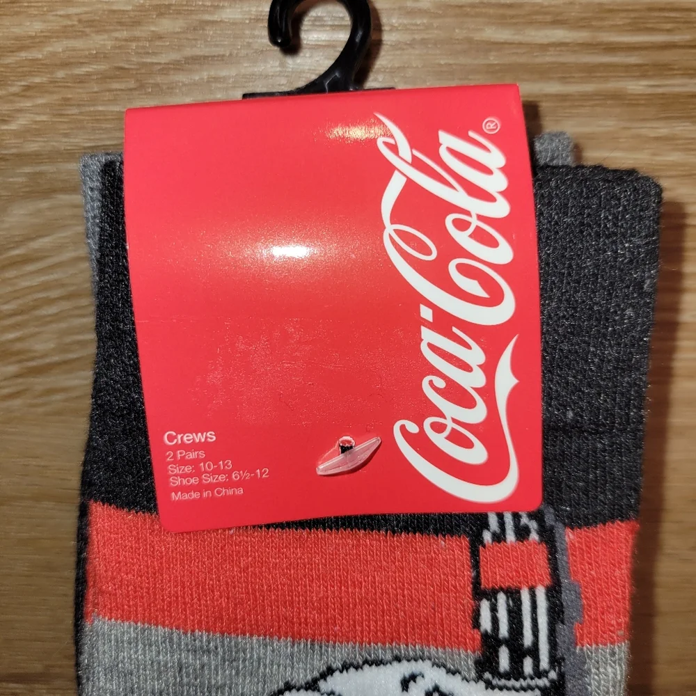 2 Pack Coca Cola Polar Bear Crew Socks Shoe Size 6.5 - 12 Adult New